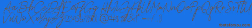 Paradise in Bali Signature Font – Brown Fonts on Blue Background