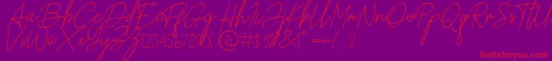 Paradise in Bali Signature-Schriftart – Rote Schriften auf violettem Hintergrund