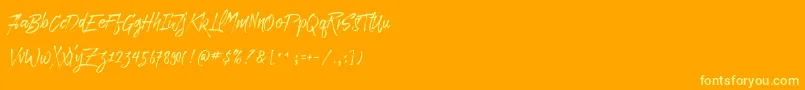 Paradise Typeface Free Demo Font – Yellow Fonts on Orange Background