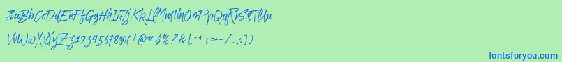 Czcionka Paradise Typeface Free Demo – niebieskie czcionki na zielonym tle