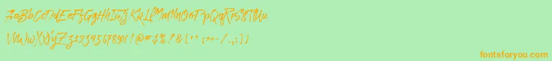 フォントParadise Typeface Free Demo – オレンジの文字が緑の背景にあります。