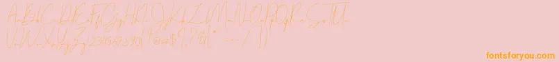 Parakan-Schriftart – Orangefarbene Schriften auf rosa Hintergrund