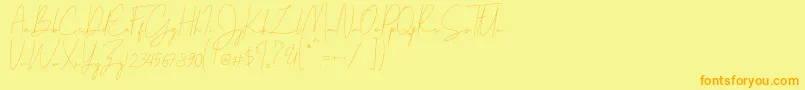 フォントParakan – オレンジの文字が黄色の背景にあります。