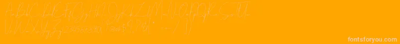 Parakan-Schriftart – Rosa Schriften auf orangefarbenem Hintergrund