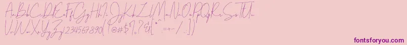 Parakan-Schriftart – Violette Schriften auf rosa Hintergrund