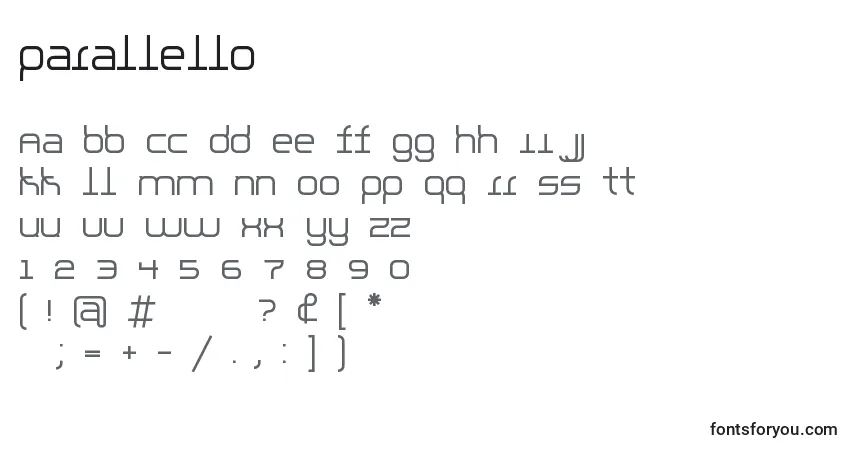 A fonte Parallello (136491) – alfabeto, números, caracteres especiais