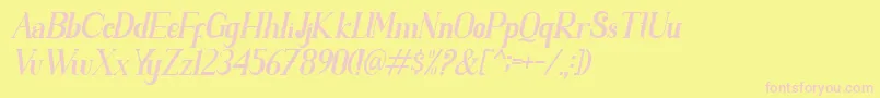 PARENT SLANT-fontti – vaaleanpunaiset fontit keltaisella taustalla