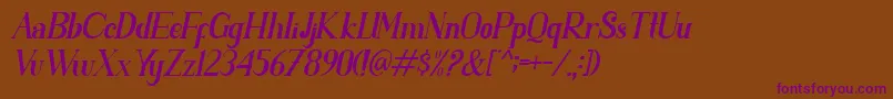 PARENT SLANT-Schriftart – Violette Schriften auf braunem Hintergrund