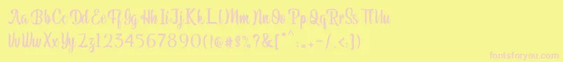 Pariangan-fontti – vaaleanpunaiset fontit keltaisella taustalla