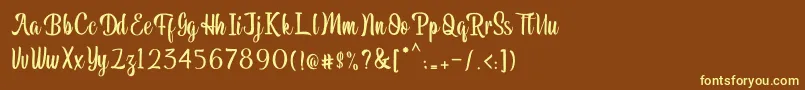 Pariangan-fontti – keltaiset fontit ruskealla taustalla