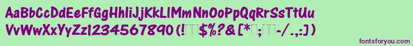 OneStrokeScriptBoldPlain Font – Purple Fonts on Green Background