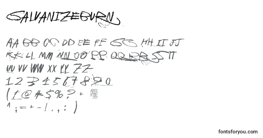 Шрифт Galvanizeburn – алфавит, цифры, специальные символы