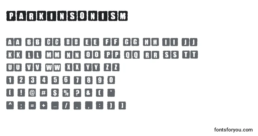 Parkinsonism-fontti – aakkoset, numerot, erikoismerkit