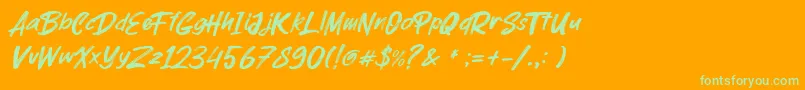 parkway lush-Schriftart – Grüne Schriften auf orangefarbenem Hintergrund