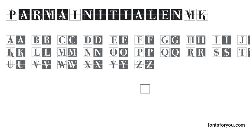 Fuente ParmaInitialenMK (136508) - alfabeto, números, caracteres especiales