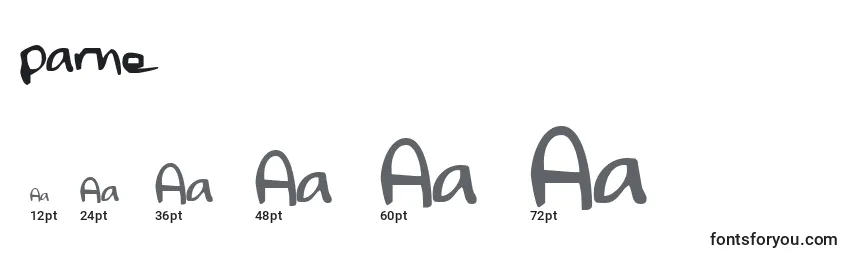 Размеры шрифта Parne (136509)