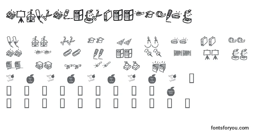 Schriftart KrBackToSchoolDings – Alphabet, Zahlen, spezielle Symbole