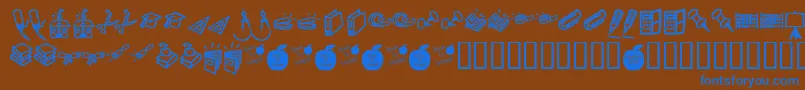 KrBackToSchoolDings-Schriftart – Blaue Schriften auf braunem Hintergrund