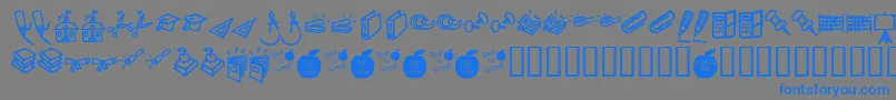 KrBackToSchoolDings-Schriftart – Blaue Schriften auf grauem Hintergrund