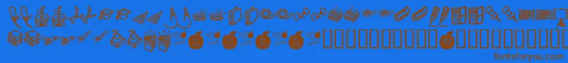KrBackToSchoolDings Font – Brown Fonts on Blue Background