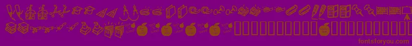 KrBackToSchoolDings-Schriftart – Braune Schriften auf violettem Hintergrund