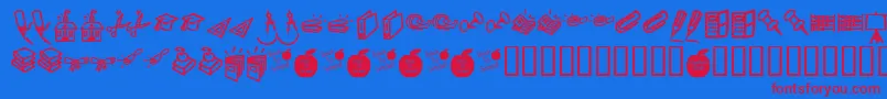 KrBackToSchoolDings-Schriftart – Rote Schriften auf blauem Hintergrund