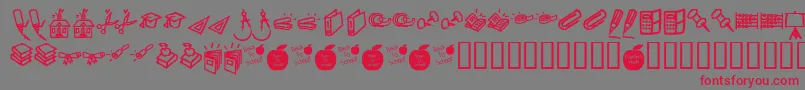 KrBackToSchoolDings Font – Red Fonts on Gray Background