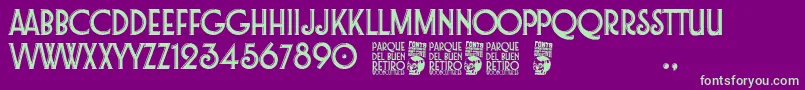 Parque del Buen Retiro-Schriftart – Grüne Schriften auf violettem Hintergrund