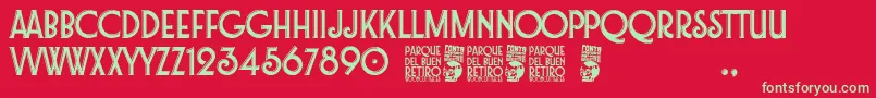 Parque del Buen Retiro Font – Green Fonts on Red Background