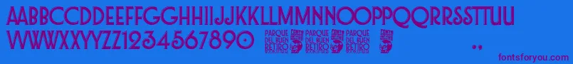 Czcionka Parque del Buen Retiro – fioletowe czcionki na niebieskim tle