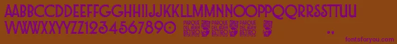 Czcionka Parque del Buen Retiro – fioletowe czcionki na brązowym tle