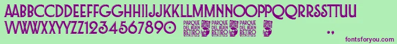 Parque del Buen Retiro Font – Purple Fonts on Green Background