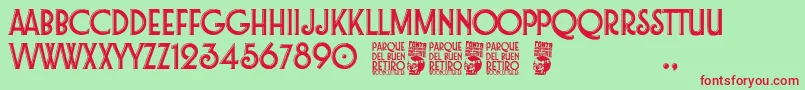 Parque del Buen Retiro Font – Red Fonts on Green Background