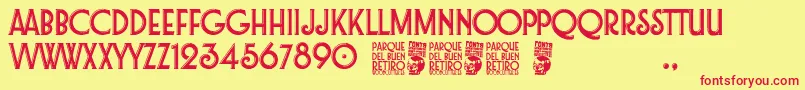 Parque del Buen Retiro Font – Red Fonts on Yellow Background