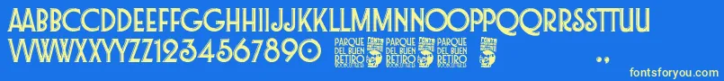 Parque del Buen Retiro Font – Yellow Fonts on Blue Background