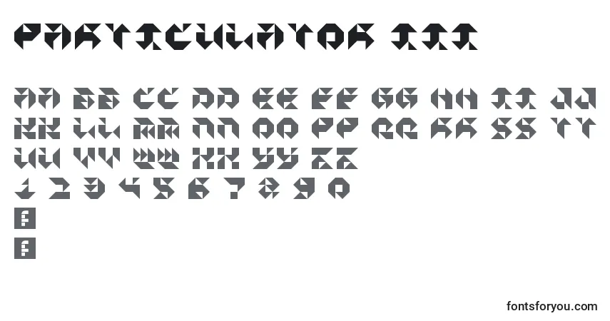 A fonte Particulator III – alfabeto, números, caracteres especiais