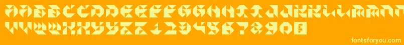 Particulator III Font – Yellow Fonts on Orange Background