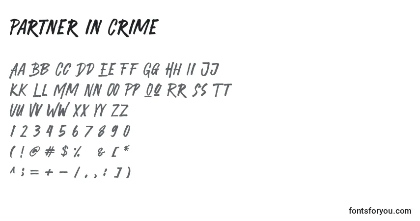 Шрифт Partner in Crime – алфавит, цифры, специальные символы