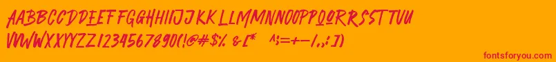 Więcej informacji o czcionce Partner in Crime Czcionka Partner in Crime – czerwone czcionki na pomarańczowym tle