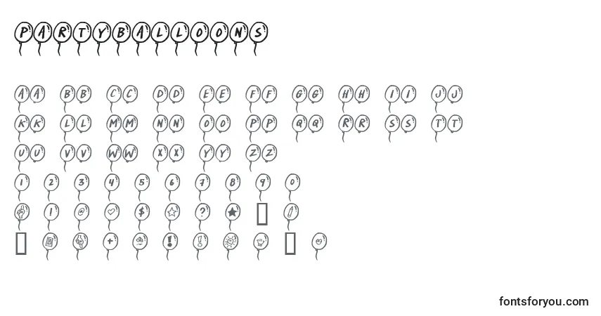 Шрифт PARTYBALLOONS (136516) – алфавит, цифры, специальные символы