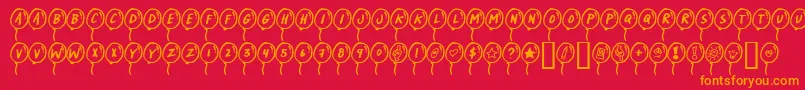 PARTYBALLOONS-fontti – oranssit fontit punaisella taustalla