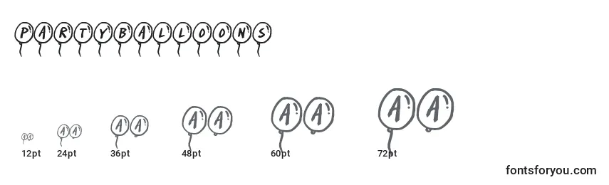 Размеры шрифта PARTYBALLOONS (136516)