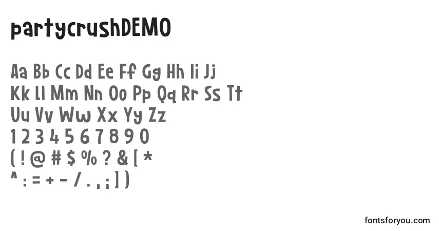 Шрифт PartycrushDEMO – алфавит, цифры, специальные символы