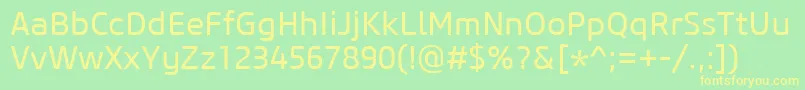 フォントCoreSansM45Regular – 黄色の文字が緑の背景にあります
