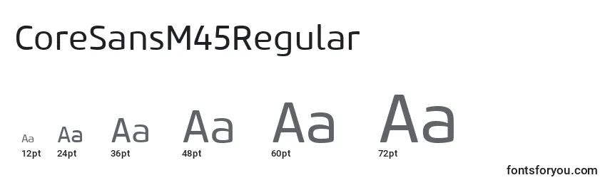 Размеры шрифта CoreSansM45Regular