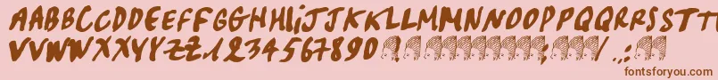 Pascal-Schriftart – Braune Schriften auf rosa Hintergrund