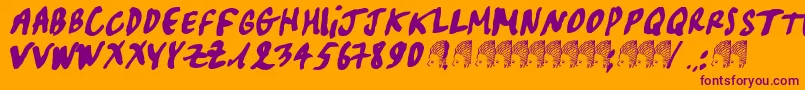 Pascal-Schriftart – Violette Schriften auf orangefarbenem Hintergrund