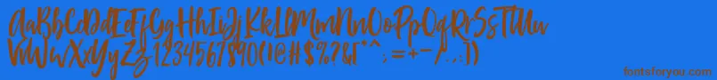 フォントPassengers Script – 茶色の文字が青い背景にあります。