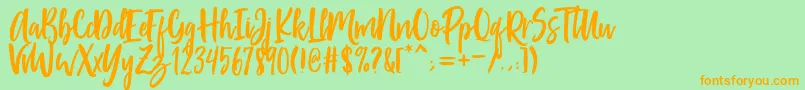 Passengers Script Font – Orange Fonts on Green Background