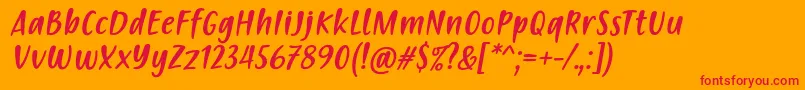 フォントPassion to Action Slant Font by Situjuh 7NTypes – オレンジの背景に赤い文字